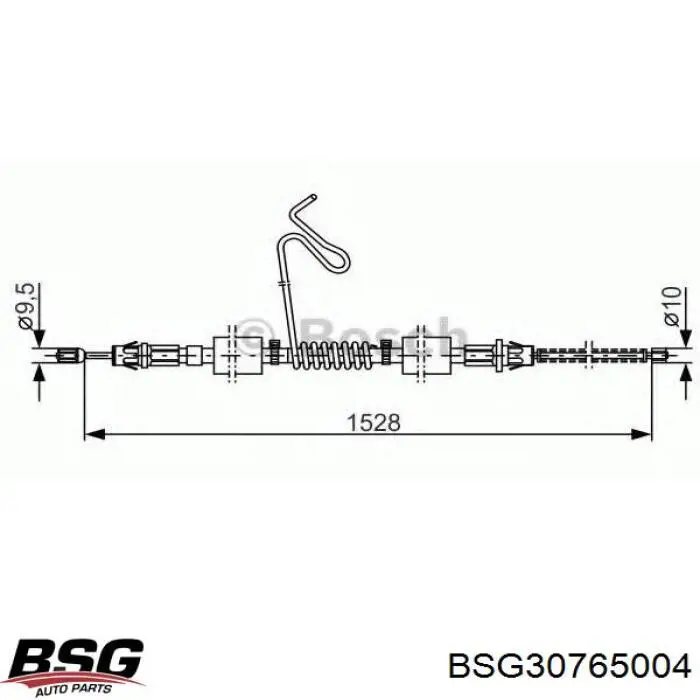 BSG 30-765-004 BSG трос ручного тормоза задний левый