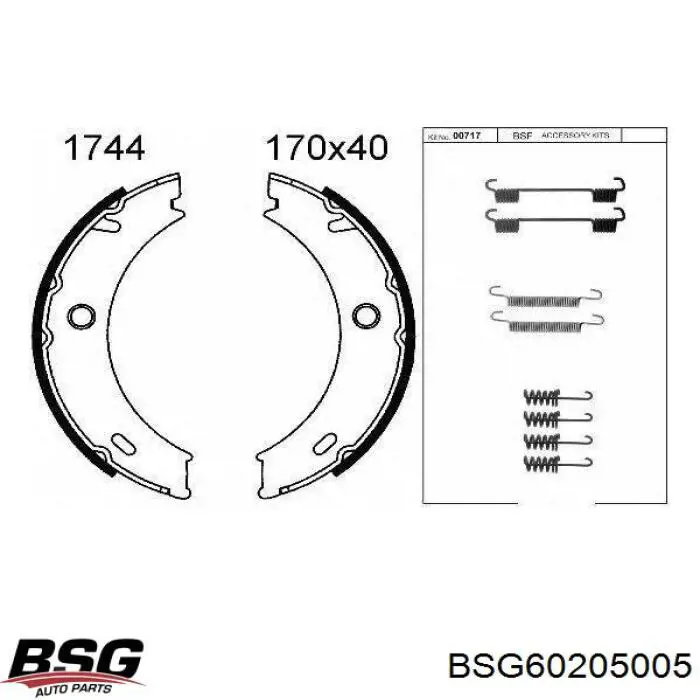 Тормозные колодки стояночного тормоза BSG BSG60205005 цена, от 20.22 USD