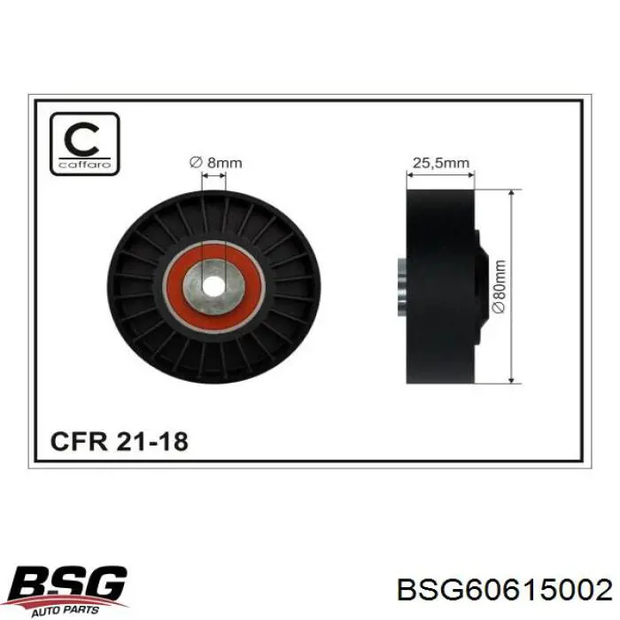 Rodillo, correa trapecial poli V BSG60615002 BSG