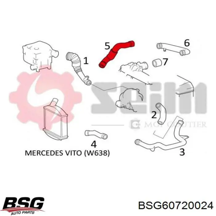 Верхний патрубок интеркулера BSG60720024 BSG