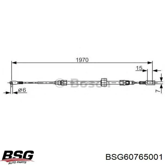 Трос ручного тормоза передний BSG BSG60765001