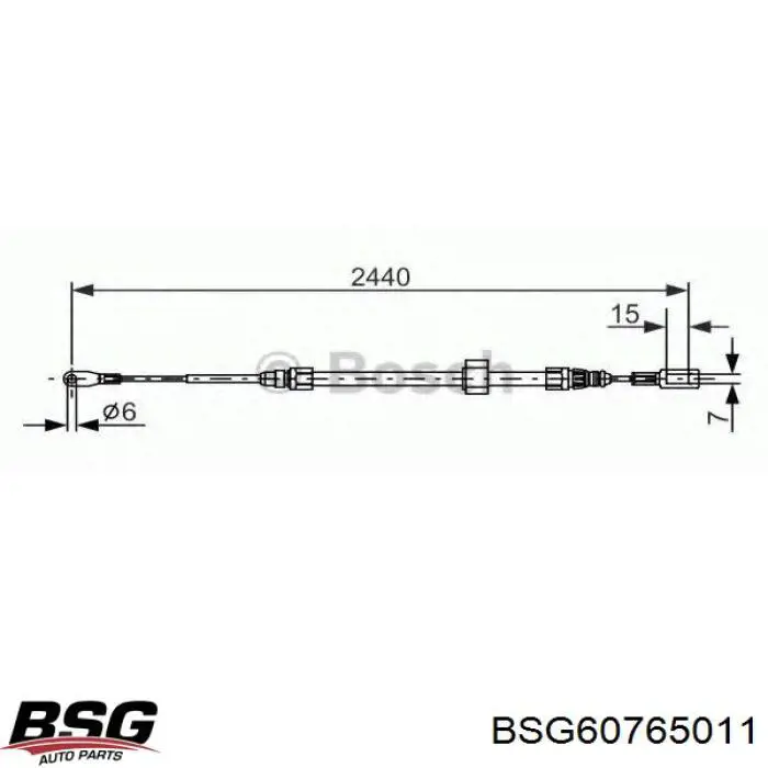 Трос ручного тормоза передний BSG BSG60765011