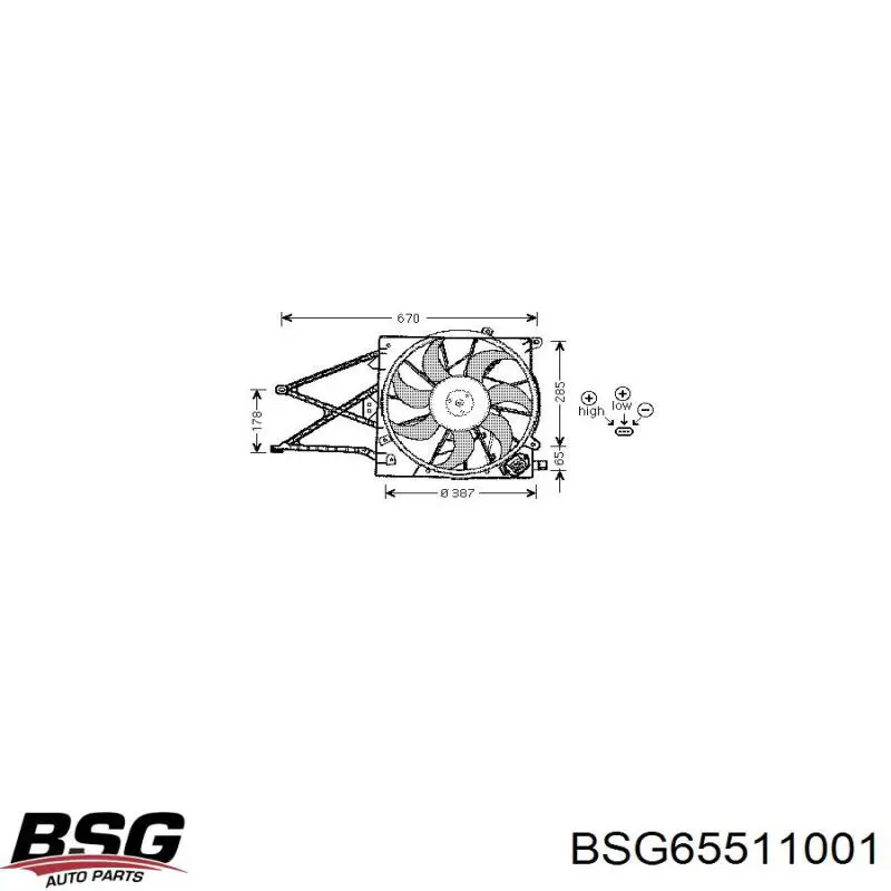 Диффузор вентилятора в сборе с мотором и крыльчаткой BSG65511001 BSG