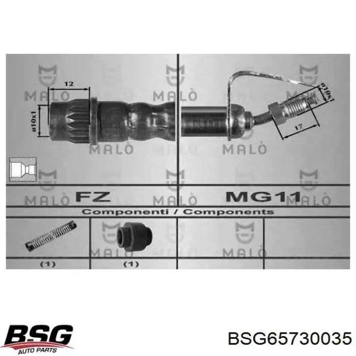 Шланг тормозной передний BSG65730035 BSG
