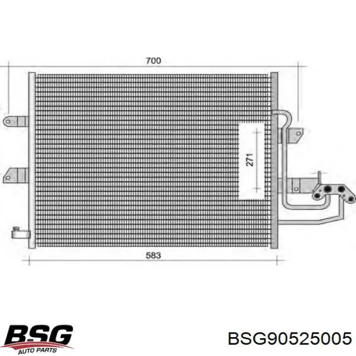 Радиатор охлаждения кондиционера BSG BSG90525005