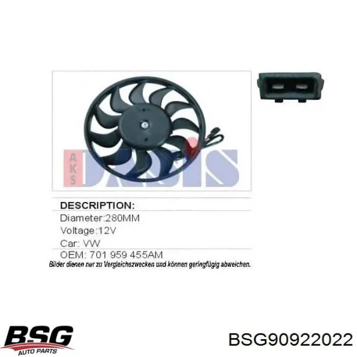 Вентилятор/крыльчатка радиатора охлаждения BSG BSG90922022 цена, от 44.34 USD