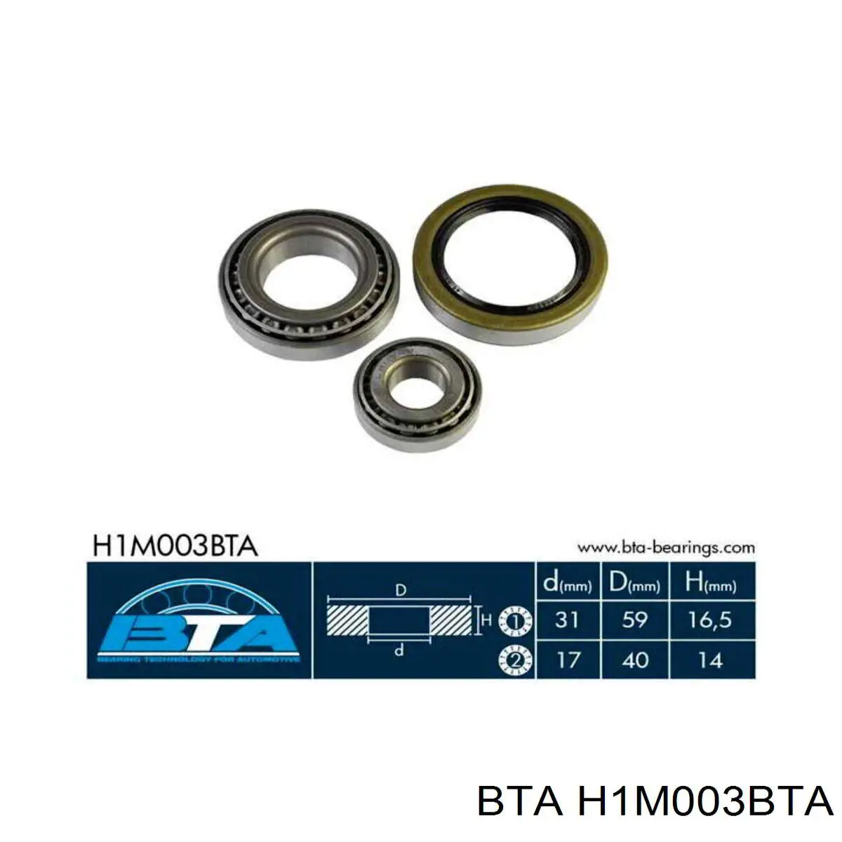 Підшипник маточини задньої, зовнішній H1M003BTA BTA