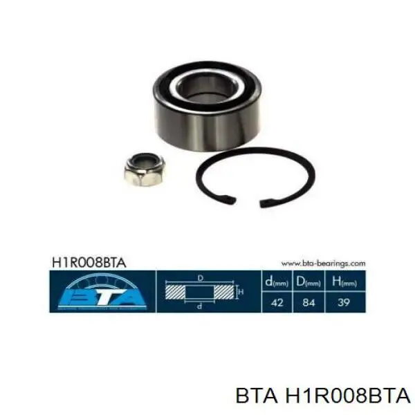 H1R008BTA BTA подшипник ступицы передней