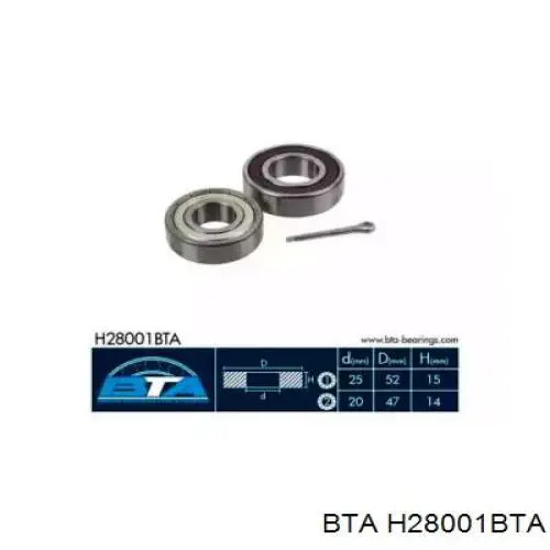 Cojinete de rueda trasero H28001BTA BTA