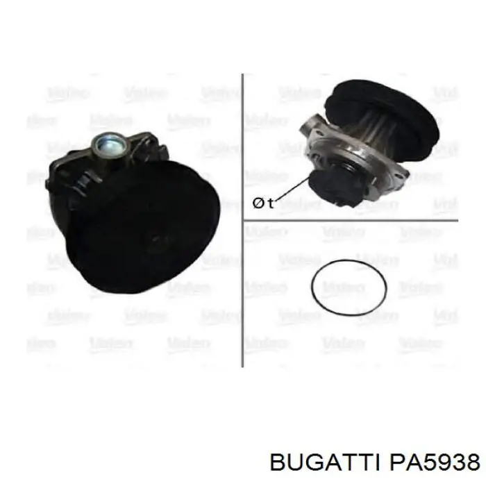 Купить PA5938 Bugatti Помпа водяная (насос) охлаждения, в сборе с корпусом