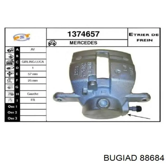 Шланг интеркуллера Bugiad 88684