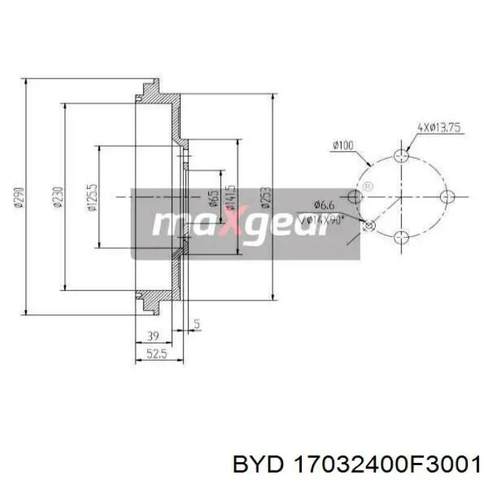 Тормозной барабан 17032400F3001 BYD