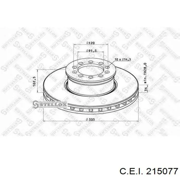 215077 C.e.i. диск тормозной передний