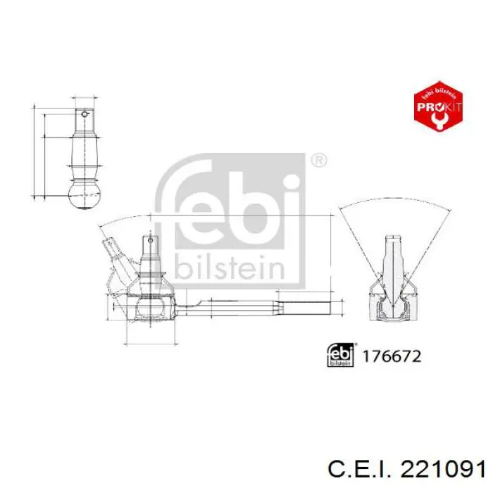 Наконечник поперечной рулевой тяги 221091 C.e.i.