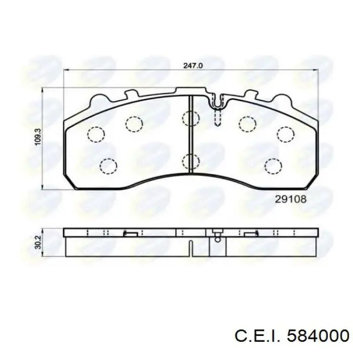 Колодки гальмівні передні, дискові 584000 C.e.i.