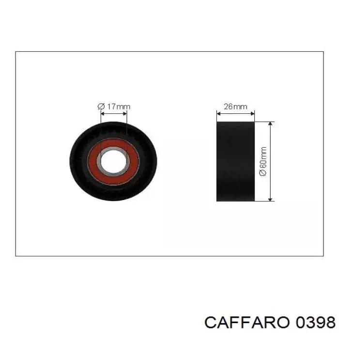 Ролик натяжителя приводного ремня CAFFARO 0398