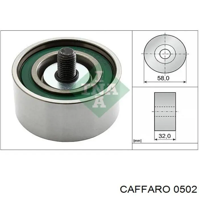 Polea inversión / guía, correa poli V 0502 Caffaro