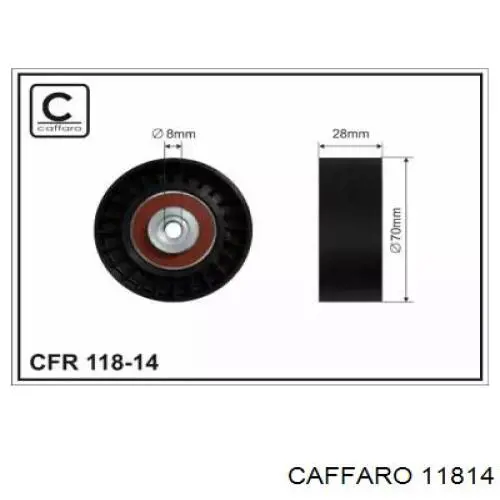 Rodillo, correa trapecial poli V 11814 Caffaro