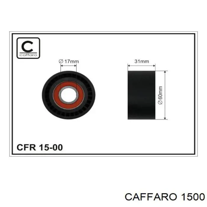 Polea inversión / guía, correa poli V 1500 Caffaro