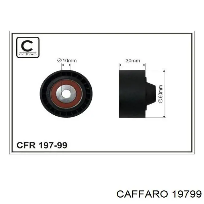 Polea inversión / guía, correa poli V 19799 Caffaro