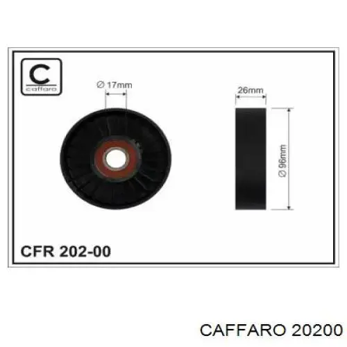 Rodillo, correa trapecial poli V 20200 Caffaro