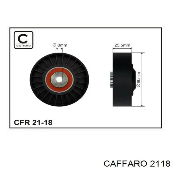 Rodillo, correa trapecial poli V 2118 Caffaro