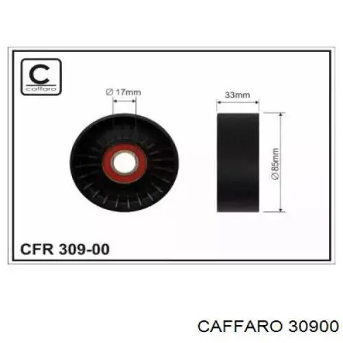 Polea inversión / guía, correa poli V 30900 Caffaro