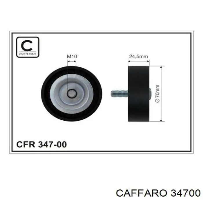 Polea inversión / guía, correa poli V 34700 Caffaro