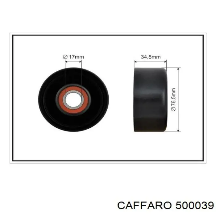 Polea inversión / guía, correa poli V 500039 Caffaro