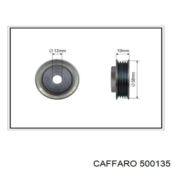 Rodillo, correa trapecial poli V 500135 Caffaro