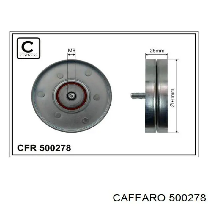 Polea inversión / guía, correa poli V 500278 Caffaro