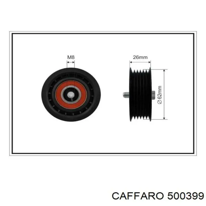 Polea inversión / guía, correa poli V 500399 Caffaro