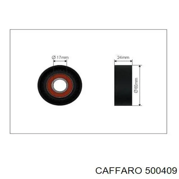 Rodillo, correa trapecial poli V 500409 Caffaro