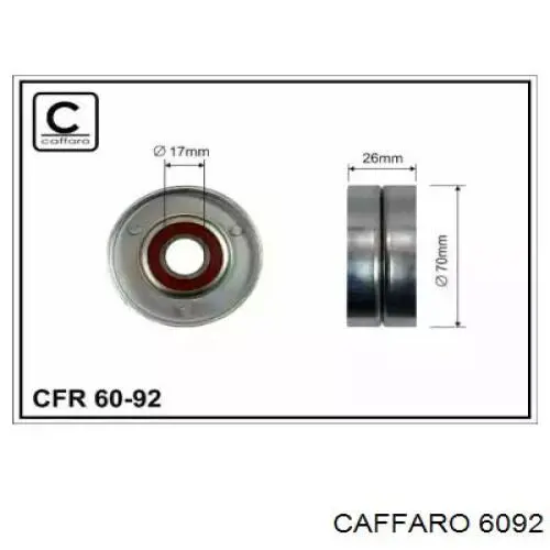 Rodillo, correa trapecial poli V 6092 Caffaro