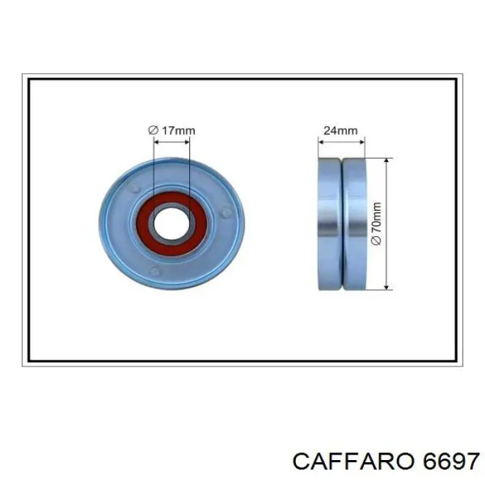 Ролик натягувача приводного ременя 6697 Caffaro