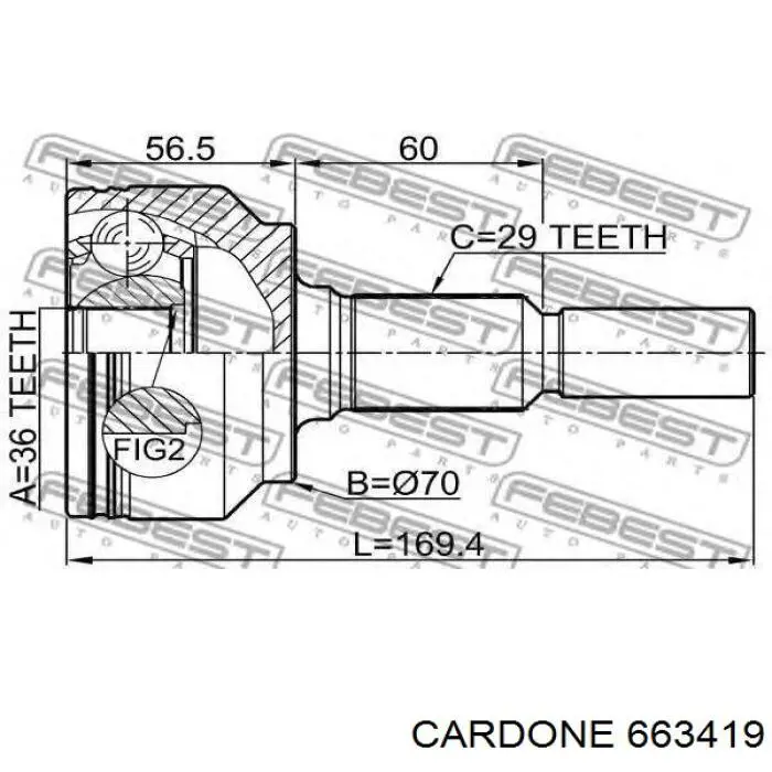 Полуось (привод) передняя левая 663419 Cardone