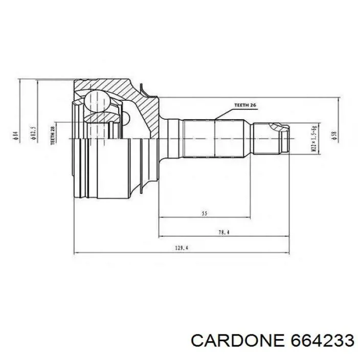 664233 Cardone semieixo (acionador dianteiro direito)