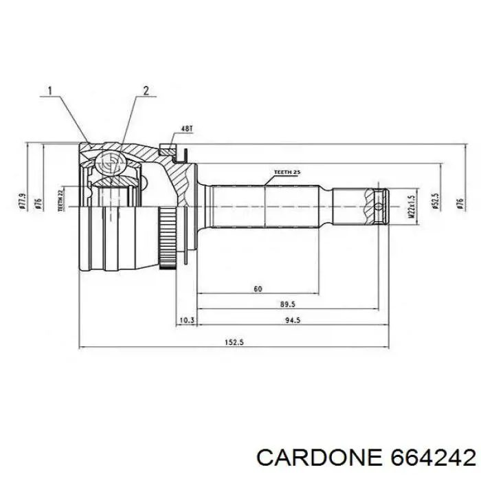 Привод передний левый Cardone 664242 цена, от 103.96 USD
