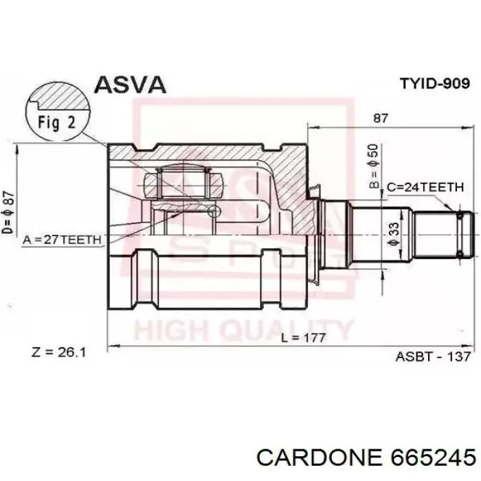 665245 Cardone Полуось передняя левая