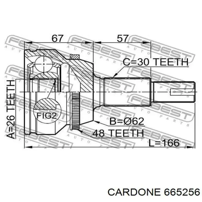 665256 Cardone Полуось передняя, правая