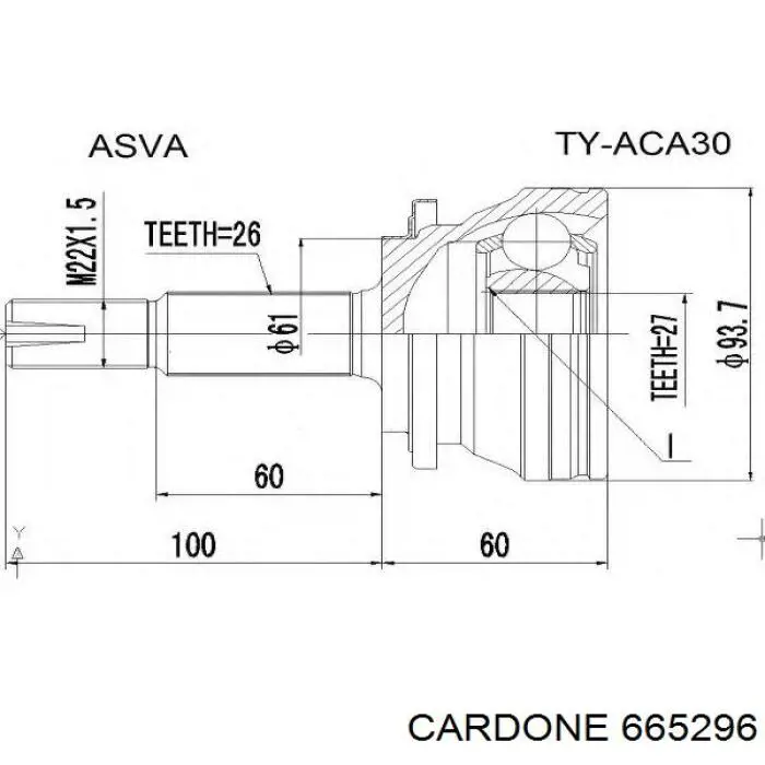 665296 Cardone Полуось передняя, правая