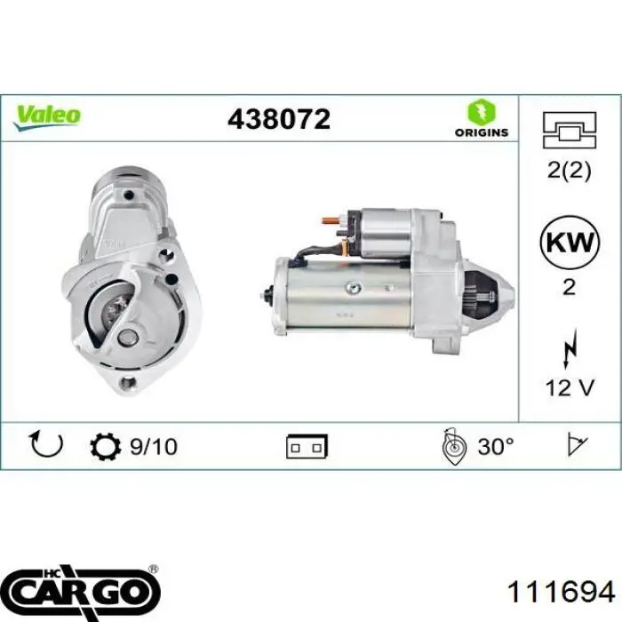 Motor de arranque 111694 Cargo