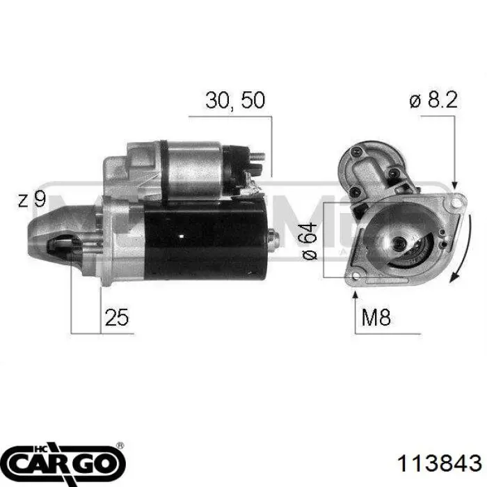 Motor de arranque 113843 Cargo