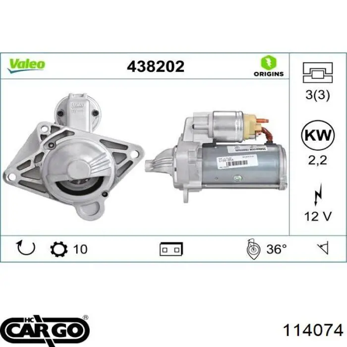 Motor de arranque 114074 Cargo