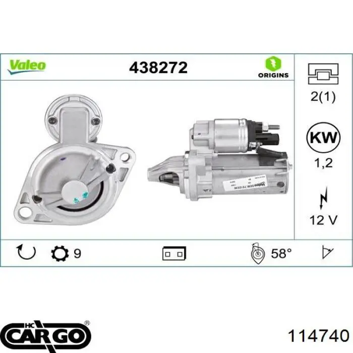 Motor de arranque 114740 Cargo