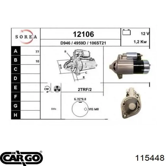 115448 Cargo Стартер автомобиля