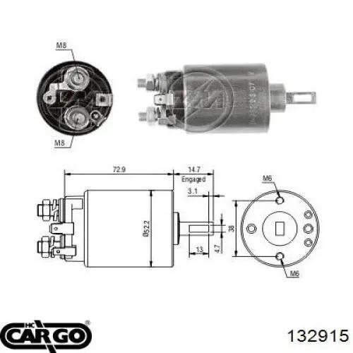 Втягивающее реле стартера 8408080 Volvo