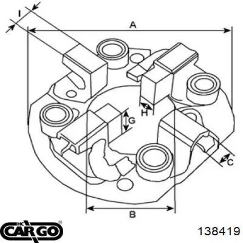 Soporte, escobillas de carbón, motor de arranque 138419 Cargo