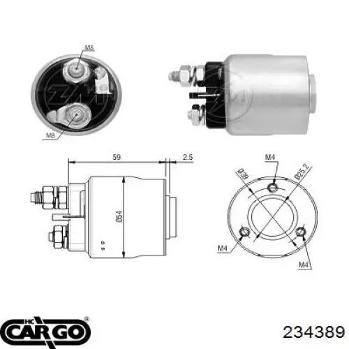 234389 Cargo relê retrator do motor de arranco