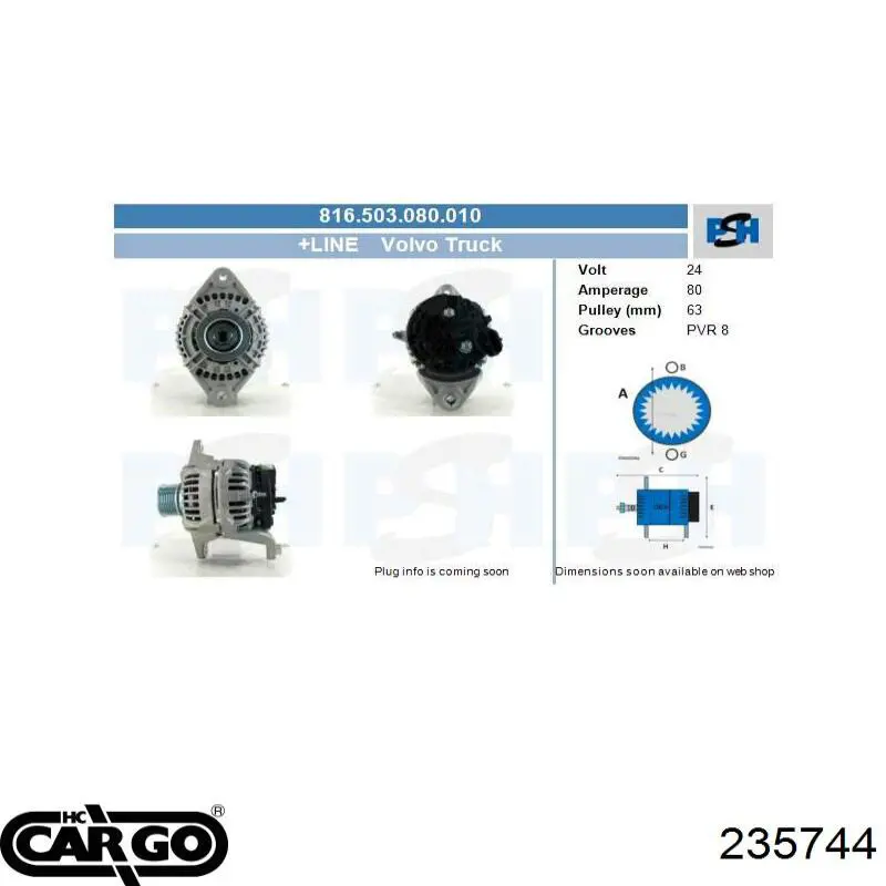 Rotor, alternador 235744 Cargo